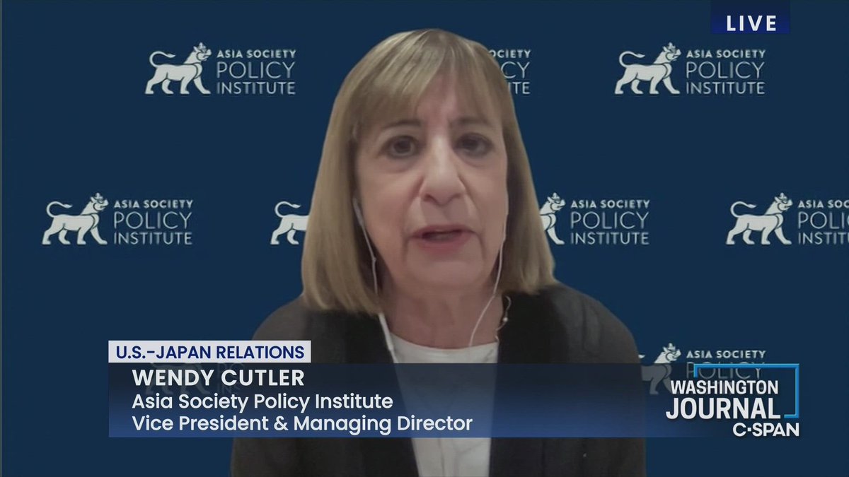 Joining us now is Asia Society Policy Institute Vice President and Managing Director @wendyscutler to discuss U.S.-Japan relations. Watch now: tinyurl.com/mwcynhcx