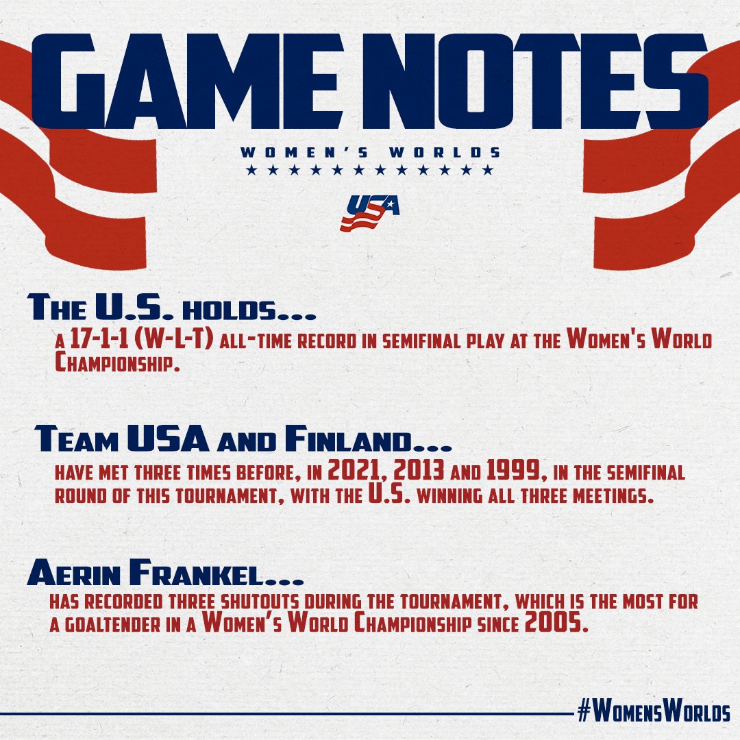 Pretty good all-time record in the semis 🇺🇸 #WomensWorlds Game day preview → bit.ly/43XNoiw