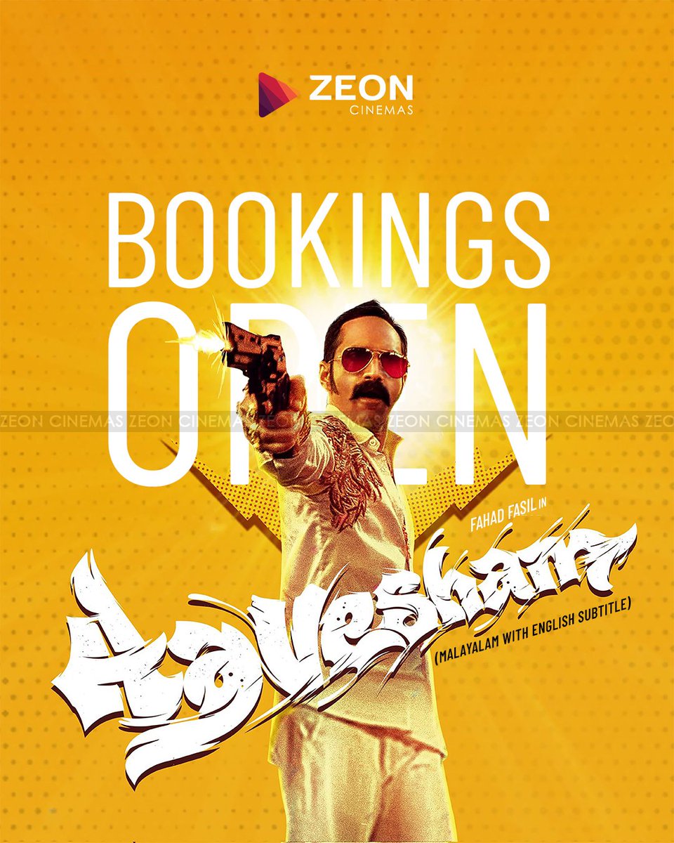 'Aavesham (Malayalam with English Subtitle)'
RESERVATIONS OPEN 
Book Your Tickets Now 
zeoncinemas.com 
#ZeonCinemas #ZeonIndiraCinemas #newmovies 
#Aavesham