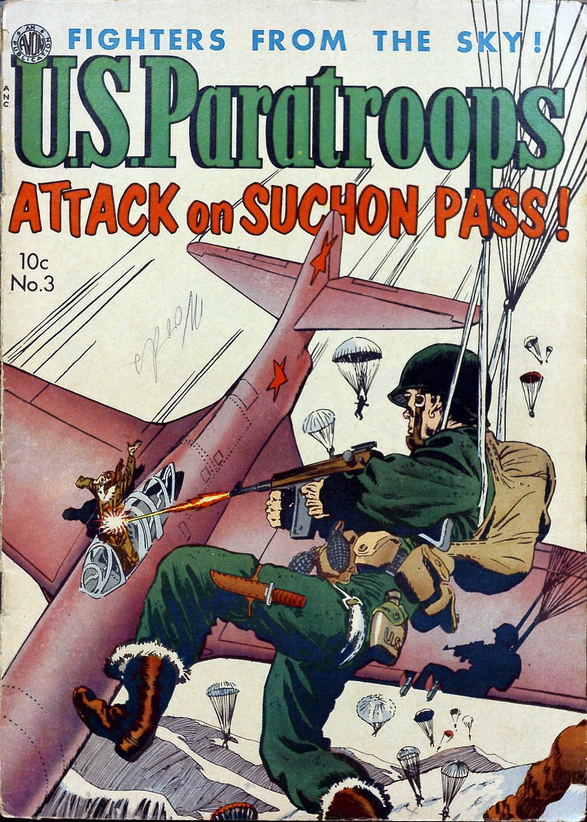 DrMasque's tweet photo. Comic Book Cover of the Day: 1952 U.S. Paratroops#3 from Avon Comics. Art by Everett Raymond Kinstler. #comic #ComicArt #comicbook #comicbookcover #comicbookart
#war #Paratroopers #Paratroops https://t.co/uXyTn1VQD7