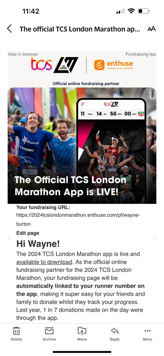 Download the TCS London Marathon App to track Wayne Burton: londonmarathon.page.link/VeVUSv83wnUYbk…