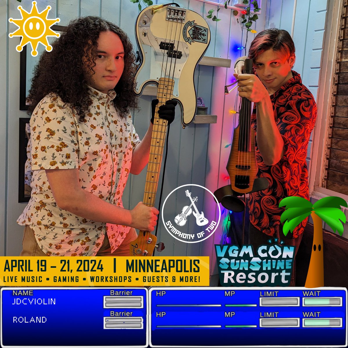 jdcviolin's tweet photo. 🎻🎸 Hey! You spoony bard! Are you a fan of JRPG music?

YES? Then check out our show this next Sunday 21st in Minneapolis during @VGMCon Sunshine Resort!

I'll be performing along with my friend Roland @Nirst2000 

Stock up on health potions and join us!

#VGMcon2024 #GameAudio https://t.co/9JFTuXJw6H