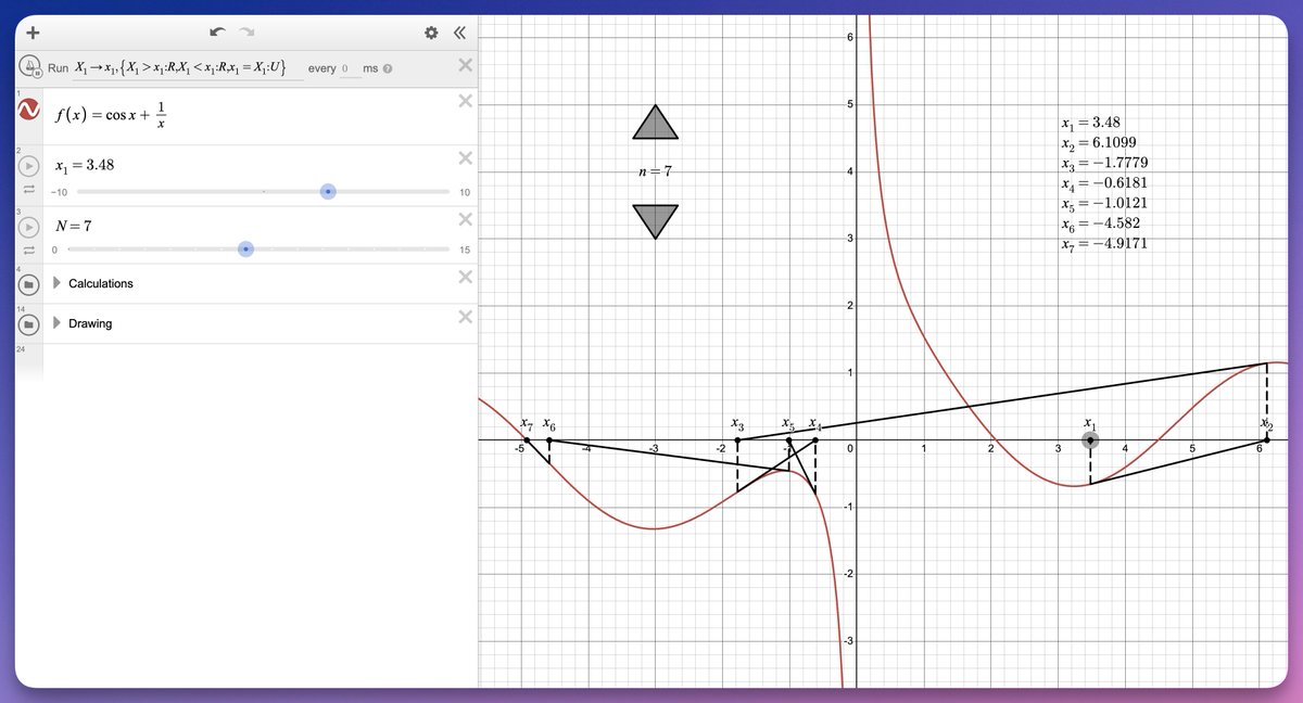 nathanday314's tweet photo. Over the holidays, I've been working on my @Desmos skills.

- Cobweb/Staircase iteration diagrams:
https://t.co/CEn937UGaM

- Newton-Raphson method:
https://t.co/uOaPtF831X

- Histogram/CF grapher (in progress):
https://t.co/Glla3V1YQN

- Triangle spirals:
https://t.co/s8ei3ZkpW3 https://t.co/kDHJgPuEWX