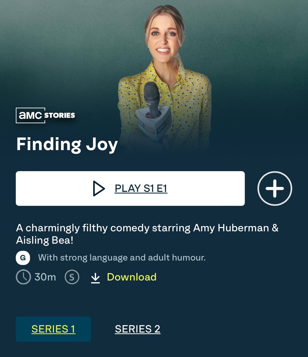I’ve never seen Season 2 of @amyhuberman #FindingJoy so pleased to see it’s been added to @ITVX as season 1 was great 😃