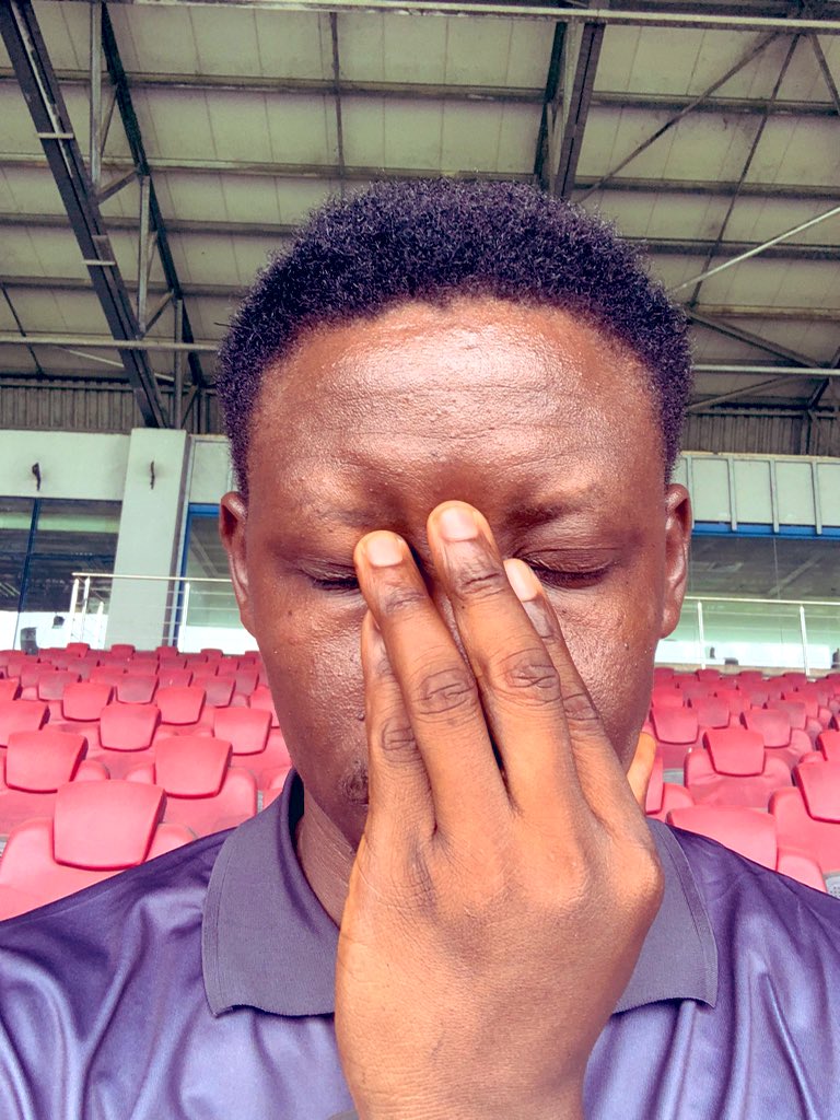 My tired face after 3hrs of non stop covering Rivers Angels and Rivers United FA Cup Finals back to back non stop. Highlight Next! Oluwa Bless my Work, I no be lazy Nigeria youth as some people said in the time past. #FACup #FaCupFinals #TheFootBallSkit