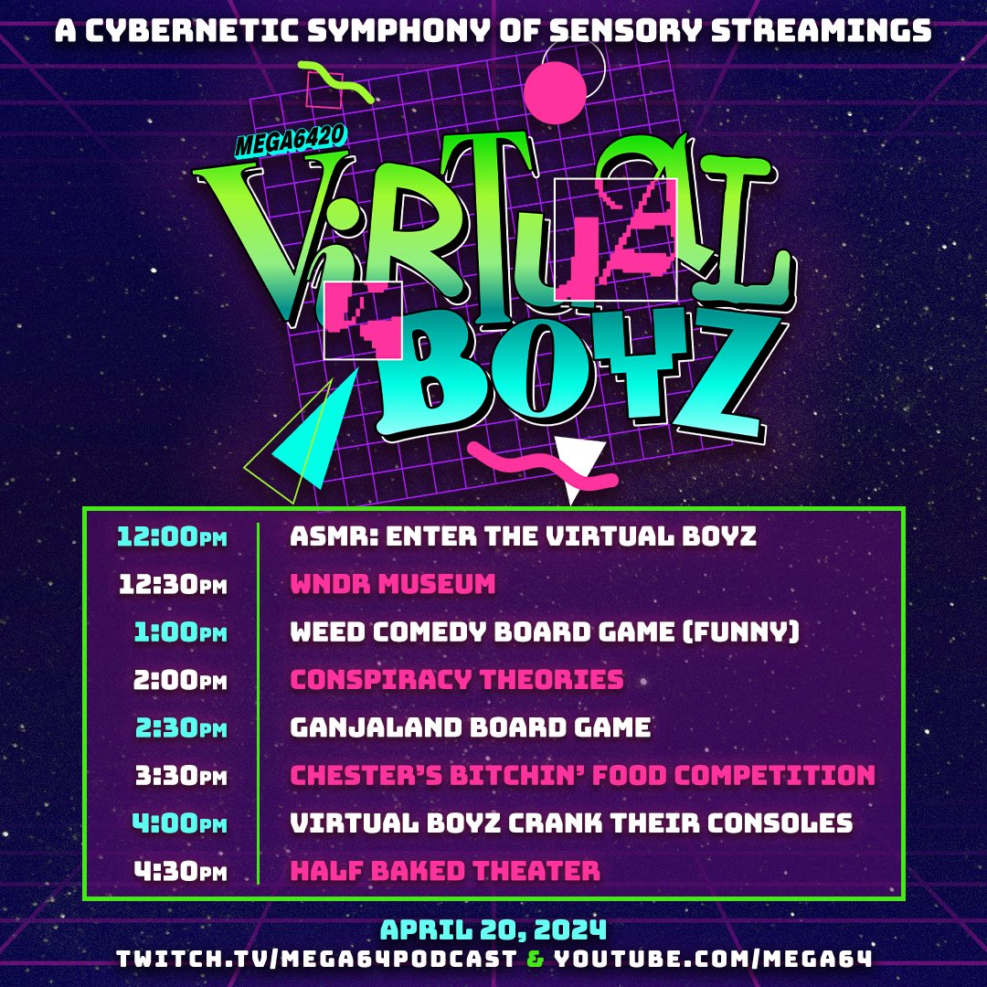 We are ONE WEEK OUT from our MEGA6420: VIRTUAL BOYZ live stream on 4/20! We will be tripping the cyber realm along with all of you… which part are you most looking forward to? Stay tuned for more details soon…!