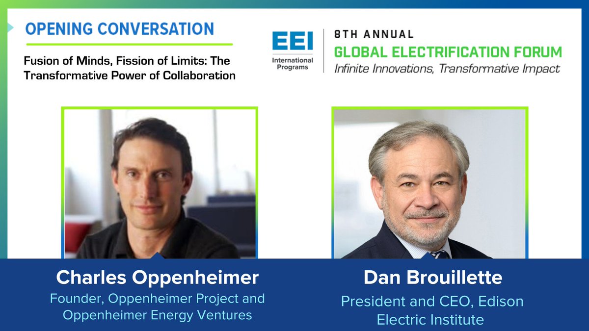 You can still register to virtually attend #EEIGEF2024 for free! 🌍 ➡️ eei.org/gef2024 @EEI_Intl's week-long forum begins this Monday at 10:30 a.m. EST with a conversation between @choppen5 and @Dan_Brouillette on the transformative power of collaboration.