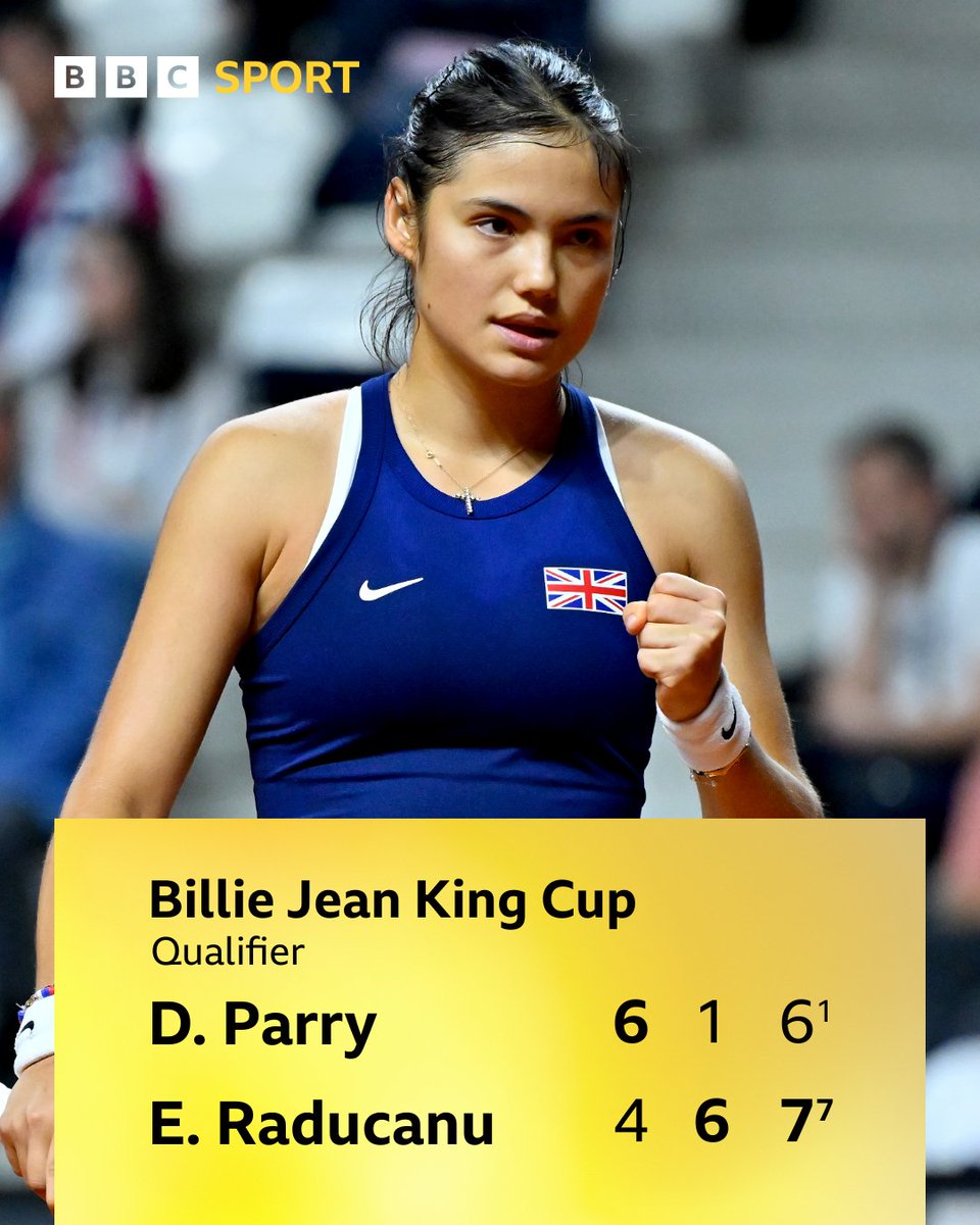 BBCSport's tweet photo. Another BIG comeback from Emma Raducanu! 💪

Great Britain are into the Billie Jean King Cup finals! https://t.co/TCTVoaEPtG