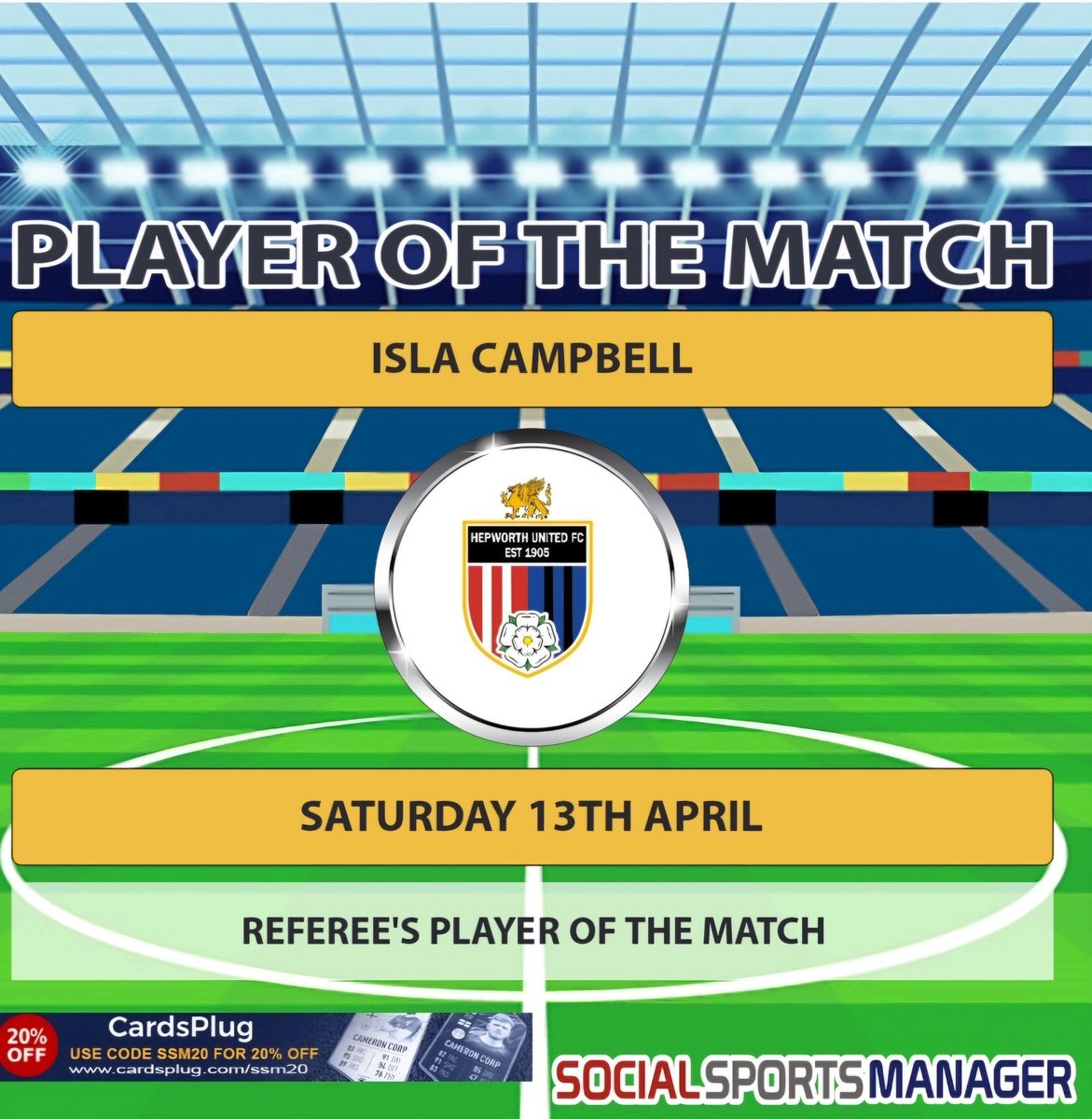 The Referee's Player of the Match Winner in our u12's Cup Quarter Final Defeat was....