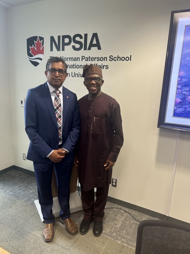 Bankole_Adeoye's tweet photo. Fruitful engagement with Prof. @TeddyYSamy, Director at @CU_NPSIA🇨🇦, along with African Diplomatic Corps in Ottawa. I briefed the audience on Africa's conflict landscape &amp; @AUC_PAPS's efforts in governance, mediation, human rights, election,SSR-DDR, peace &amp; security - #Agenda2063 https://t.co/etuLs1vaEo