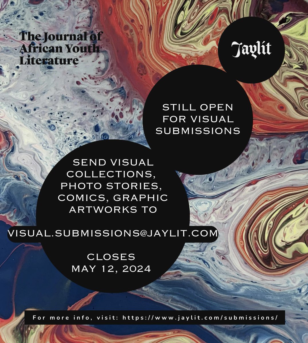 Our submission window is officially closed, but we got so little visual submissions, we’ve decided to keep visual submissions open until May 12, 2024. Find submission guidelines here: jaylit.com/submissions/