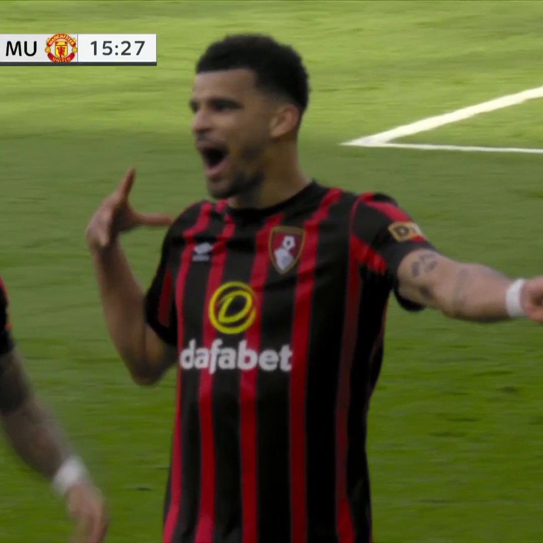 For the second time this season, Dominic Solanke has scored against Manchester United! 🔥Bournemouth have the lead on the South Coast!📺 @nbc & @peacock | #BOUMUN