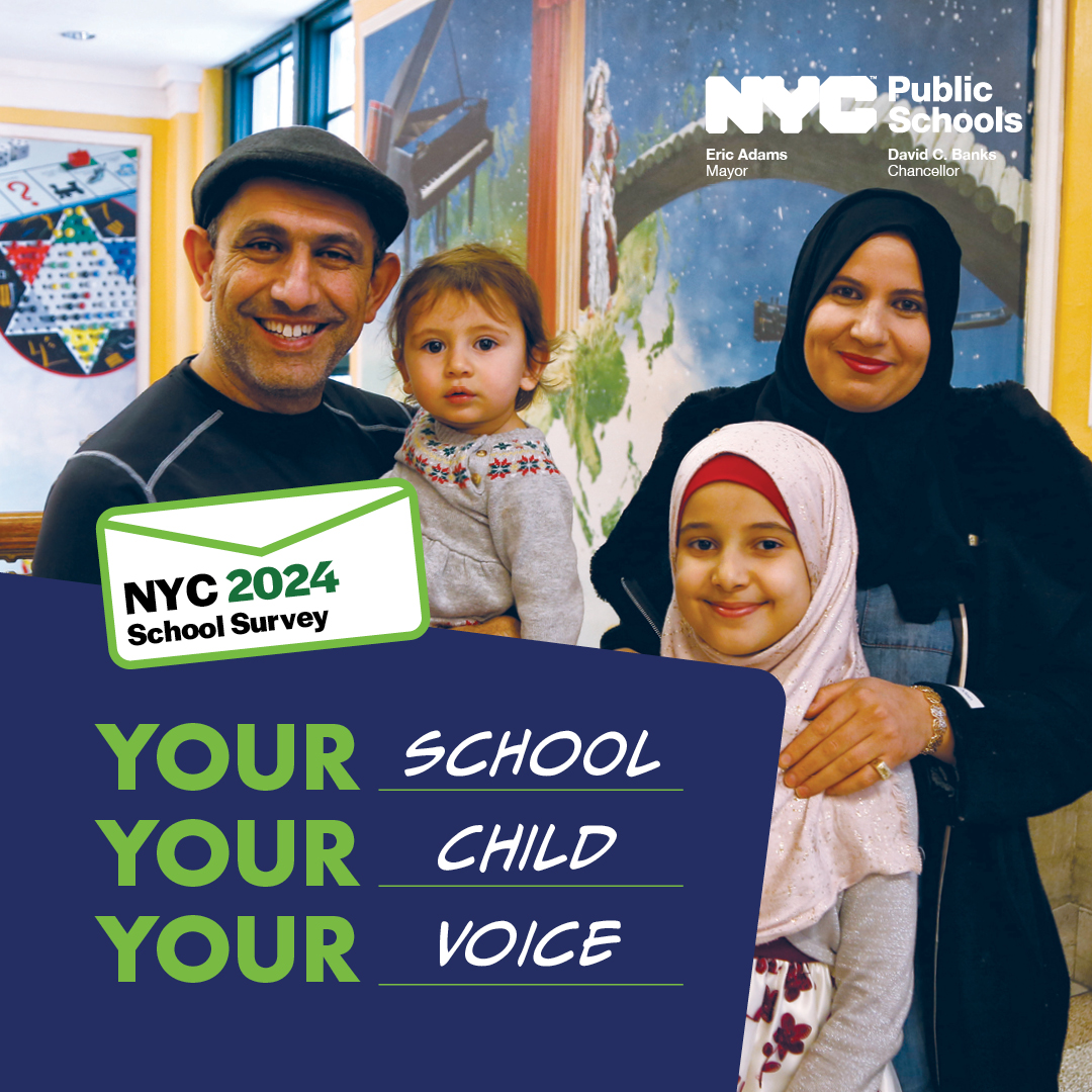 The 2024 #NYCSchoolSurvey closes soon! Don’t wait, let your voice be heard today. Visit nycschoolsurvey.org by April 19.