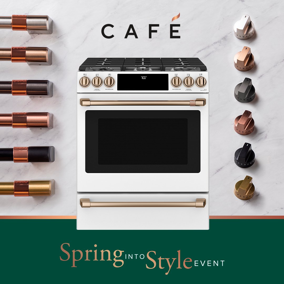 Spring into style w/ CAFE designer-inspired appliances! Available in #MatteWhite #MatteBlack #PlatinumGlass and Stainless, w/ customizable hardware options to truly distinguish your kitchen aesthetic. bit.ly/3TWs1tq @geappliances