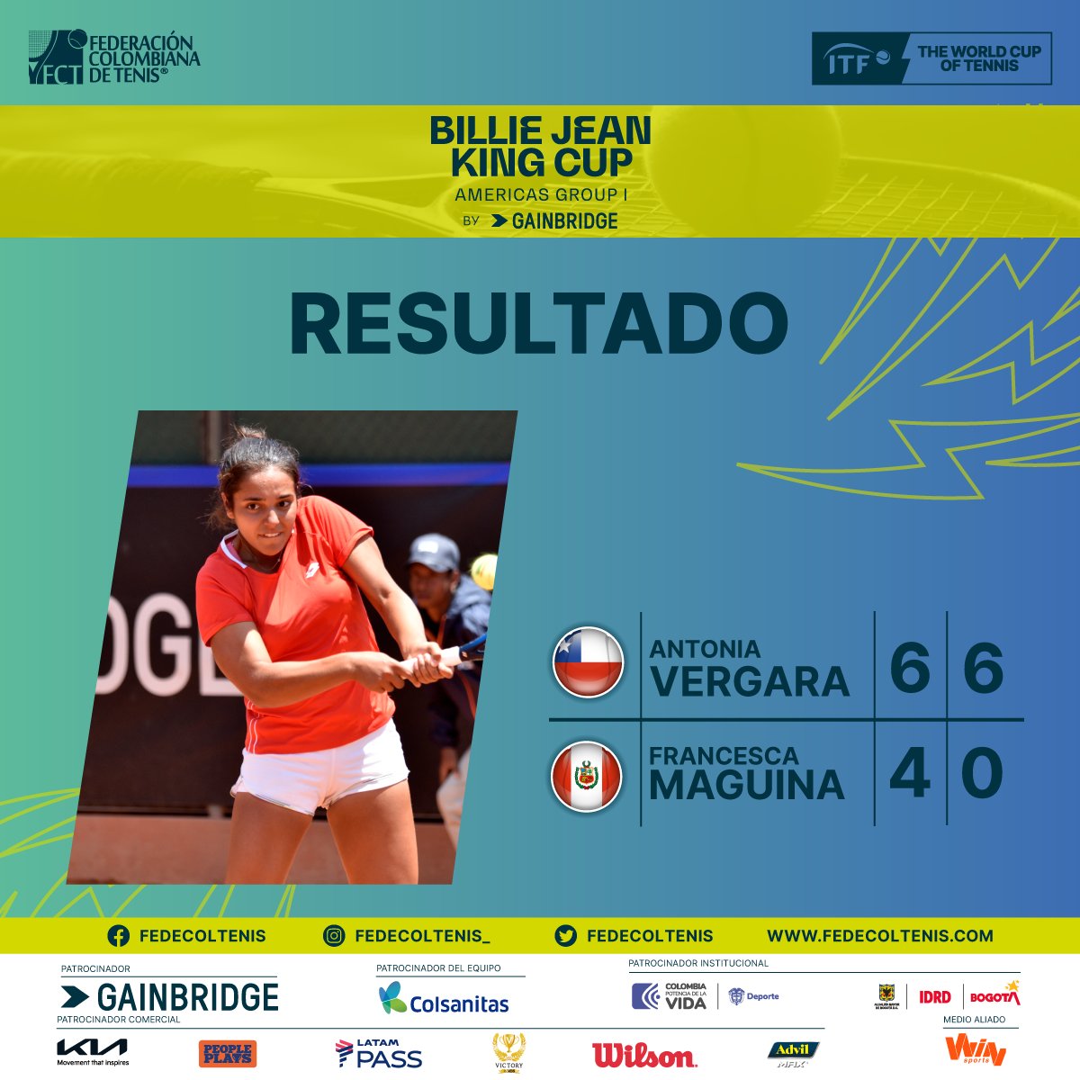 Emocionante ✨️
Con sets fe 6-4 y 6-0 la tenista Chilena Antonia Vergara gana el punto pata el equipo Chileno 🇨🇱
#Todassomostenis #Tendencia #Tenis