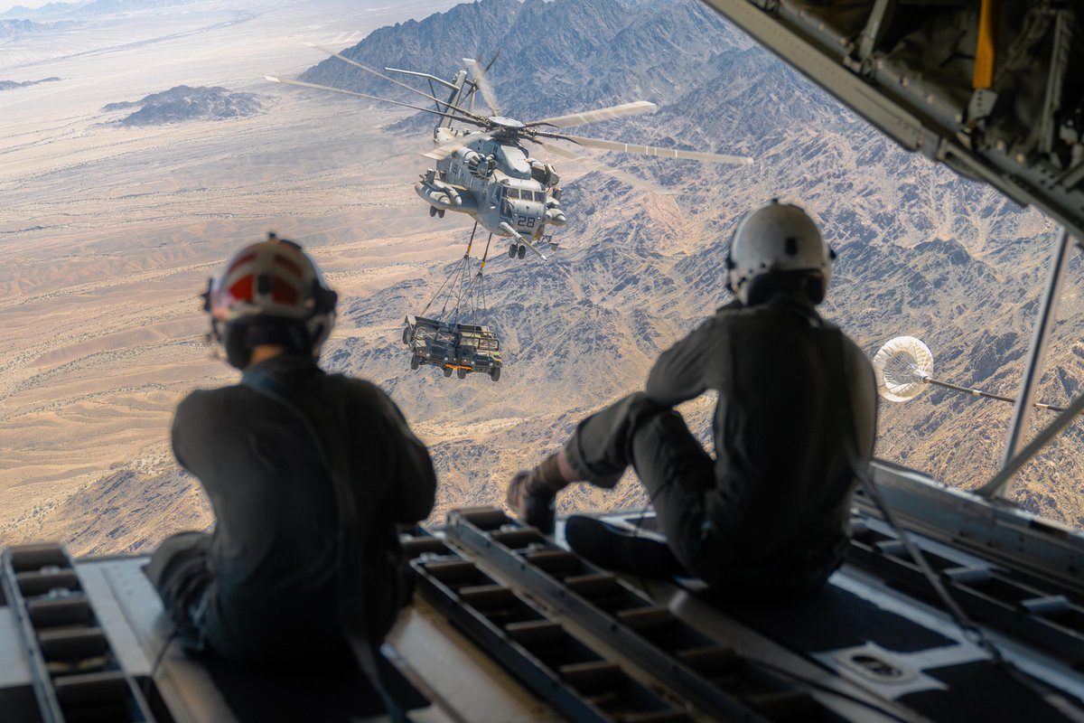 Department of Defense 🇺🇸 (@deptofdefense) on Twitter photo Experience the might of the <a href="/USMC/">U.S. Marines</a> CH-53E Super Stallion as it undergoes air-to-air refueling training during Weapons and Tactics Instructor Course 2-24.
Enhancing aviation weapons and tactics for mission success! 🚁✈️ Experience the might of the <a href="/USMC/">U.S. Marines</a> CH-53E Super Stallion as it undergoes air-to-air refueling training during Weapons and Tactics Instructor Course 2-24.
Enhancing aviation weapons and tactics for mission success! 🚁✈️