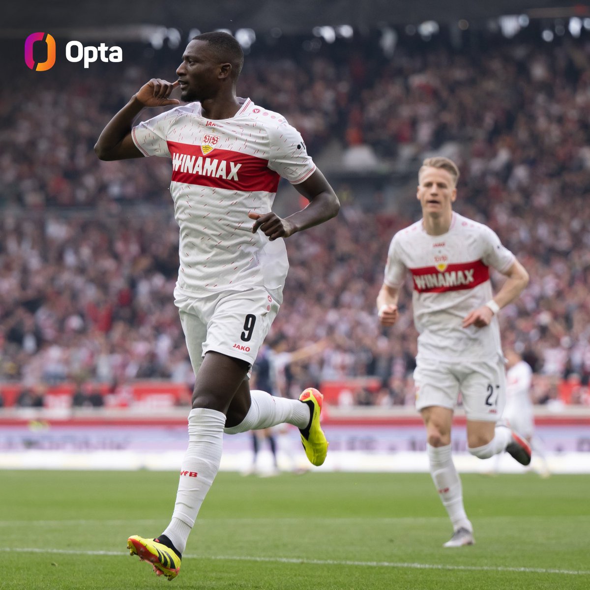 25 - Serhou Guirassy has scored his 25th goal of the Bundesliga season - a new club record by a VfB Stuttgart player in a single season in the competition. Tor-rero. #VfBSGE @Guirassy_19