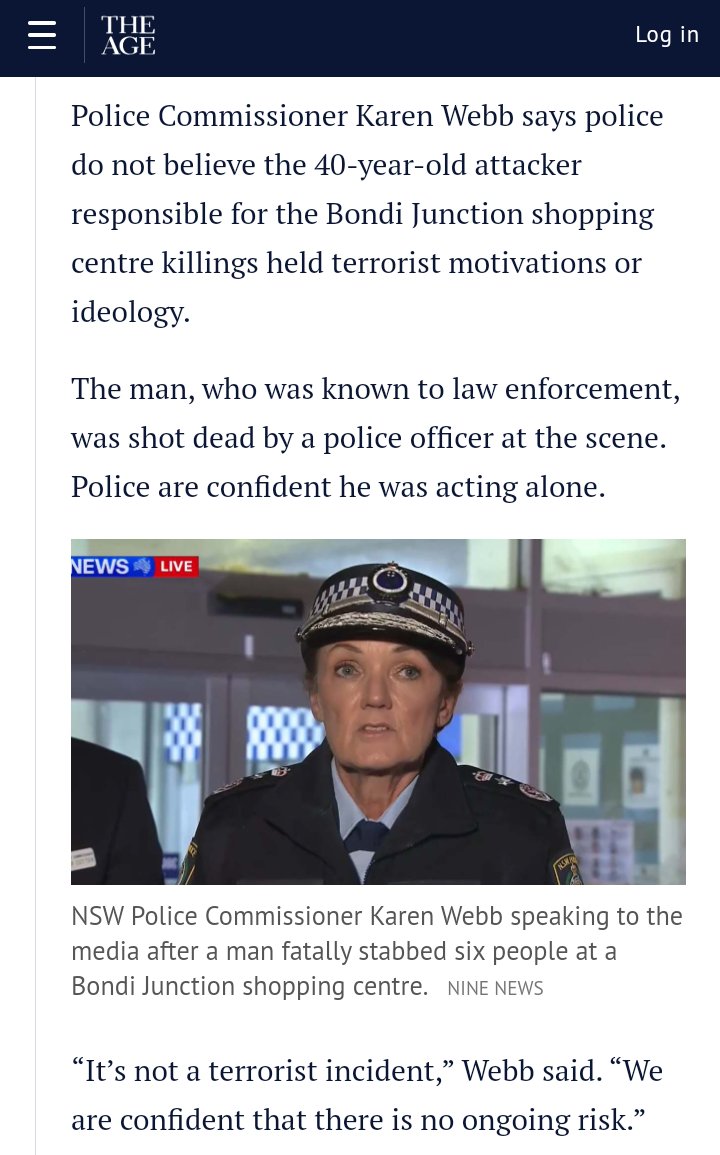 There was no evidence at any point to suggest any kind of ideological motive for the Australian stabbings, let alone 'another Islamist terrorist'. That did not stop the assumption this had to be the work of Muslims. The purpose here isn't counterterrorism - just fear-mongering.