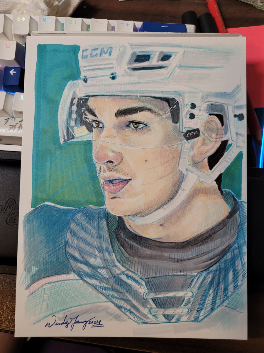 It's a WHL playoffs game day!
Here is a copic marker & coloured pencil sketch of Jackson Gillespie of the @Kelowna_Rockets. 
#WHL #hockeyart #Polychromos #copicmarkers 

Go Rockets go! 🚀