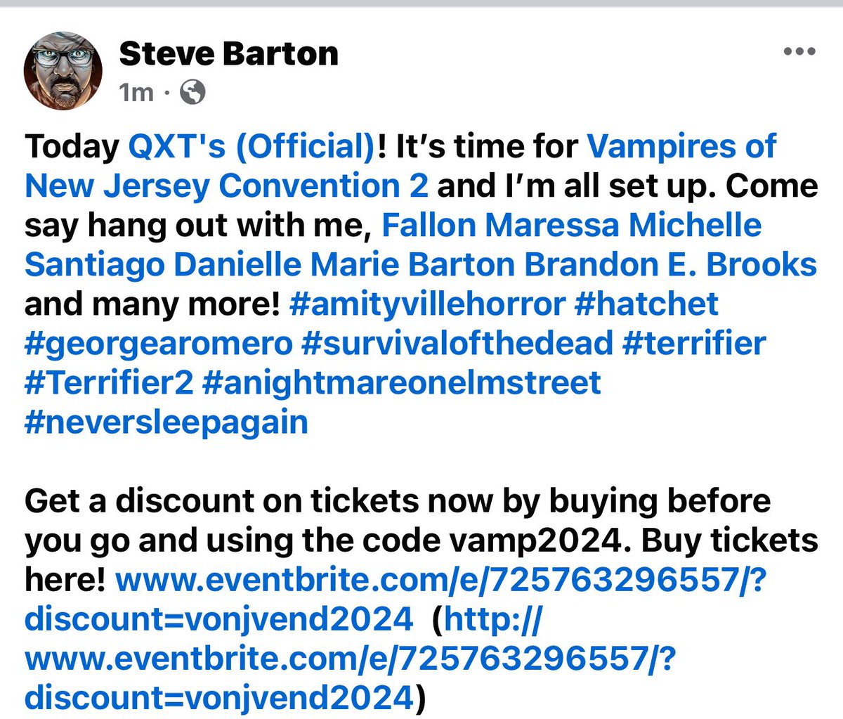 UncleCreepy's tweet photo. Today @qxtsnightclub! It’s time for #vampiresofnj @FallonVendetta  @SaintSinnerBB &amp; many more! #amityvillehorror #hatchet #georgearomero #survivalofthedead #terrifier2 #anightmareonelmstreet #neversleepagain 

Buy tickets here! https://t.co/rsXlbN3dXp  (https://t.co/rsXlbN3dXp) https://t.co/8wVDMGU6PA