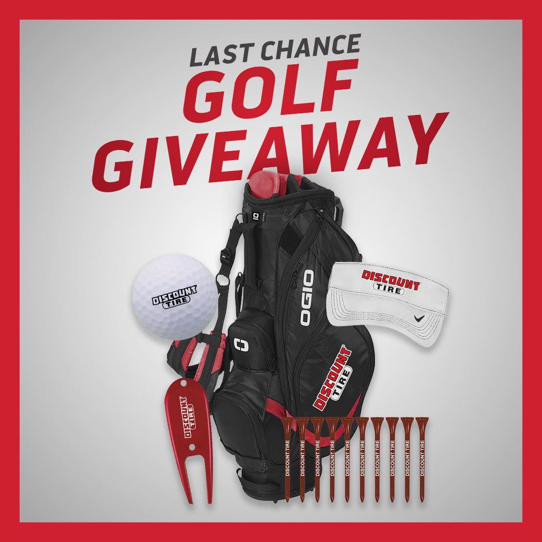 DiscountTire's tweet photo. ⛳⛳LAST CHANCE! Take a swing at winning a prize pack in the Discount Tire Golf Giveaway!

Get set for Augusta. ENTER TODAY! 👇🏽
Follow this account and comment #DTGolfGiveaway

#Giveaway #Golf #PrizePack

Enter now for your chance to win: https://t.co/Iq3kBvrEQK