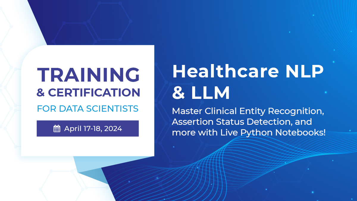 Join us for the #HealthcareNLP & #LLM for Data Scientists Live Certification Training on April 17th-18th, 2024! 📅 📌 Register now to secure your spot: hubs.li/Q02s9kx-0