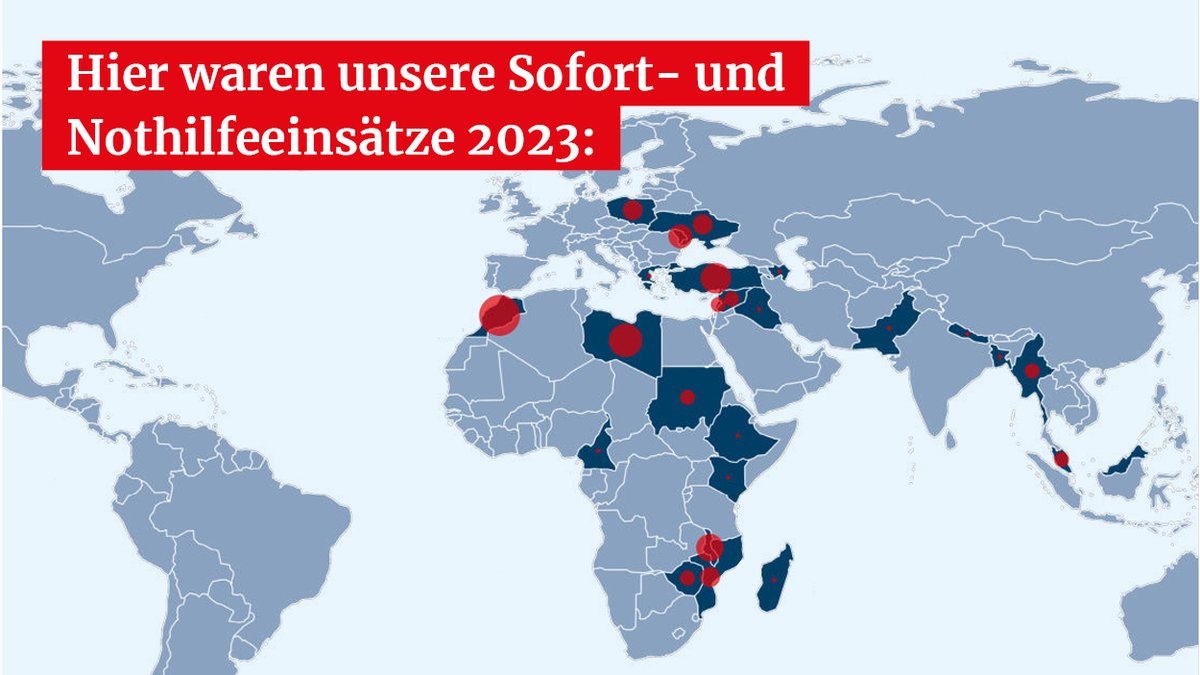 2023 hat unser Sofort- und Nothilfepersonal auf 63 Einsätzen 28 unserer Schwestergesellschaften unterstützt! Die meisten Einsätze fanden aufgrund von Erdbeben statt. Auch ihr wollt helfen? Alle zu unserem Surge Roster für Sofort- und Nothilfeeinsätze: drk.de/mitwirken/stel…