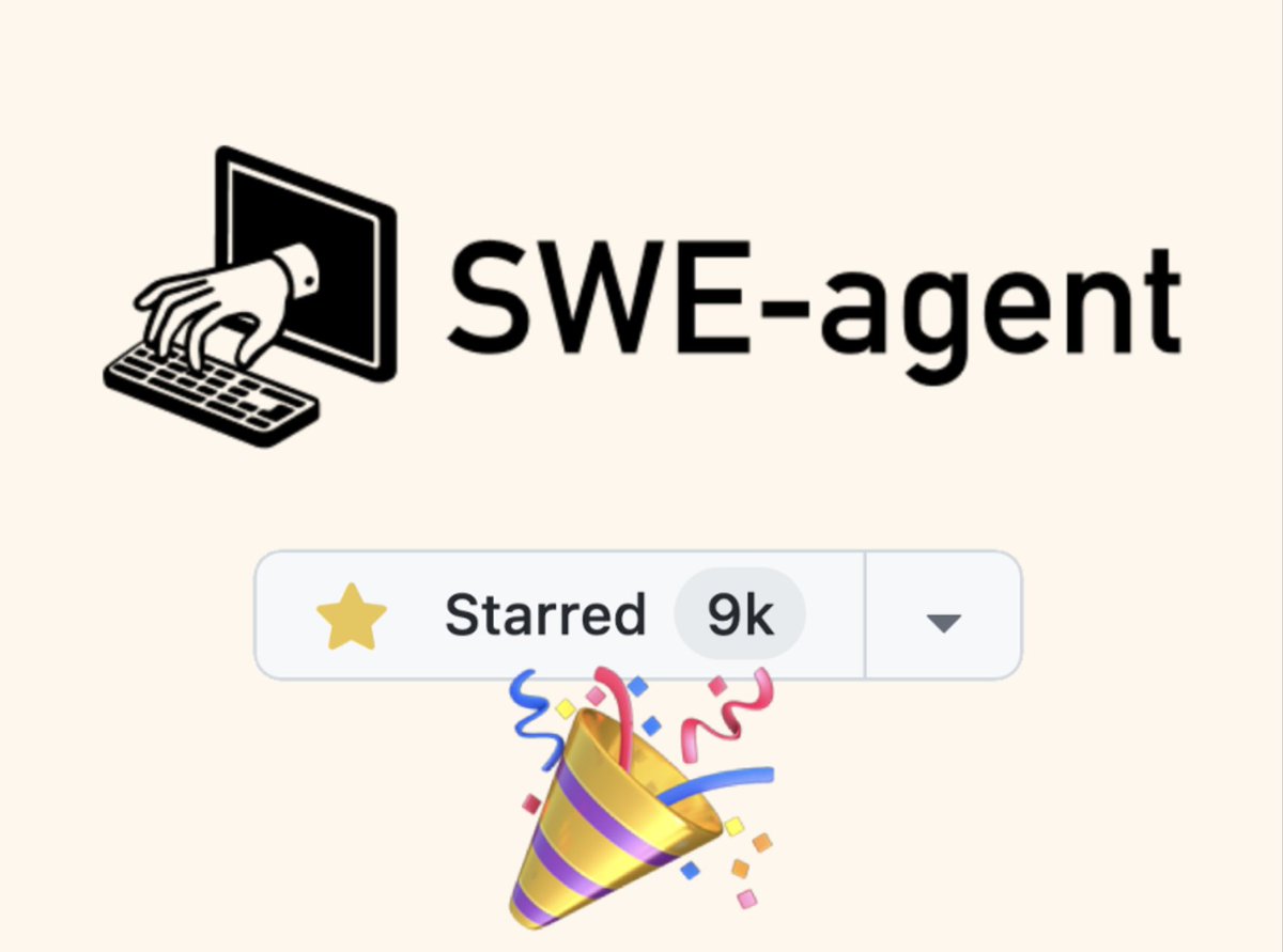 It's been just 10 days since we launched SWE-agent but we already have 1.5k people in our Discord and lots of contributors on GitHub. We've been making the agent easier to use and there are lots more exciting updates coming soon, including a web UI! Join us :)