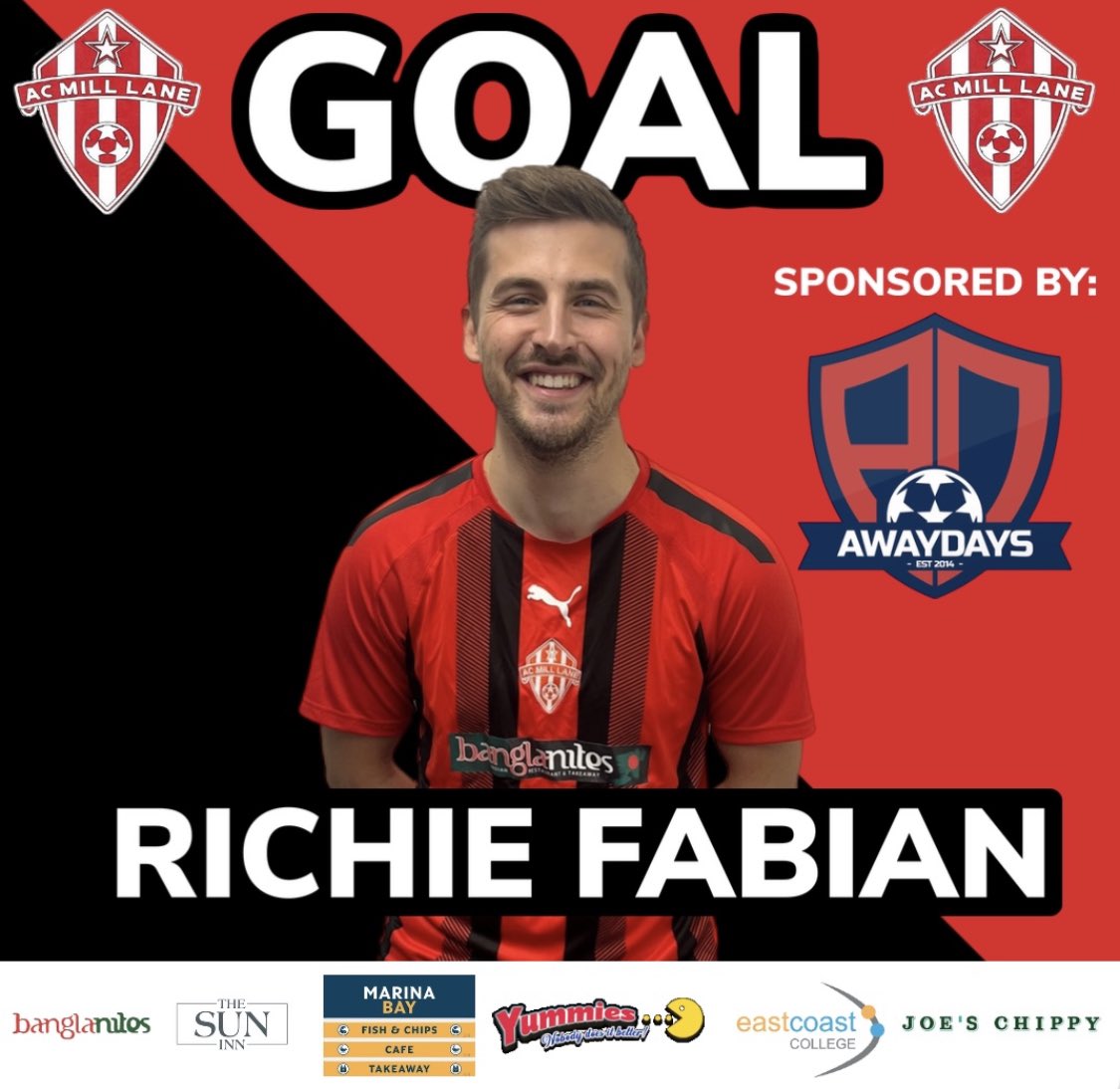 AC_Mill_Lane's tweet photo. @RichieFabian with 2 more 2nd half goals to complete his hat-trick, thanks again @ellis_platten for sponsoring him this season!

@JordanWoolston headed home an equaliser late on; GK @Alexmcewen98 heading it goal bound for the assist!

🔴⚫️ https://t.co/unDw1onj5C
