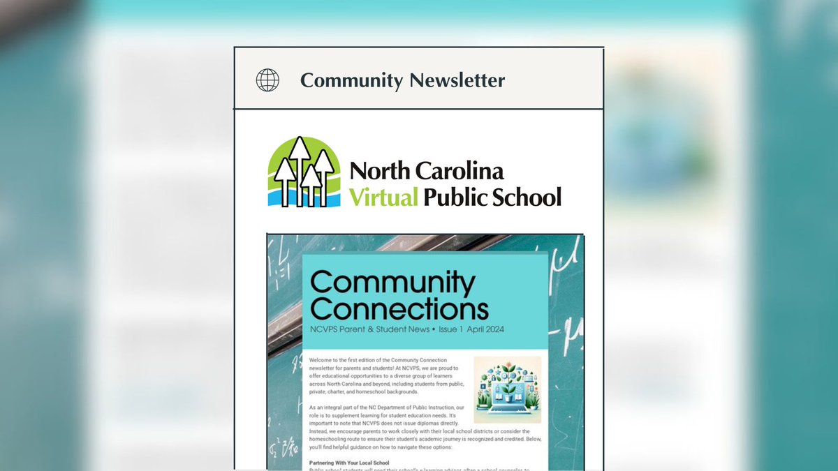 📰 Check out our new Community Connections newsletter designed specifically for parents and students! ❕Stay updated on the latest courses and resources at NCVPS. bit.ly/3xH8k11 #WeAreNCVPS #OnlineLearning #VirtualLearning #NorthCarolina #HighSchool #NCVPS