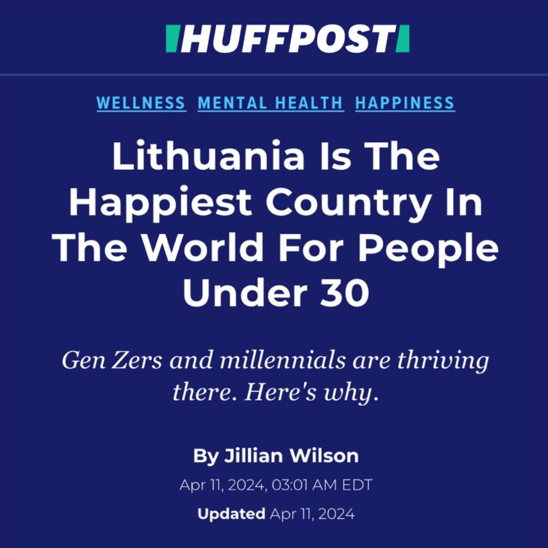 #Lithuania got the top spot in the World Happiness Report for people under 30. “I think the main factor of this happiness is that Lithuania is strong, safe &amp; a modern democracy,” Assoc. Prof. Kairys told <a href="/HuffPost/">HuffPost</a>.  Read more on what makes 🇱🇹 youth thrive: huffpost.com/entry/lithuani…