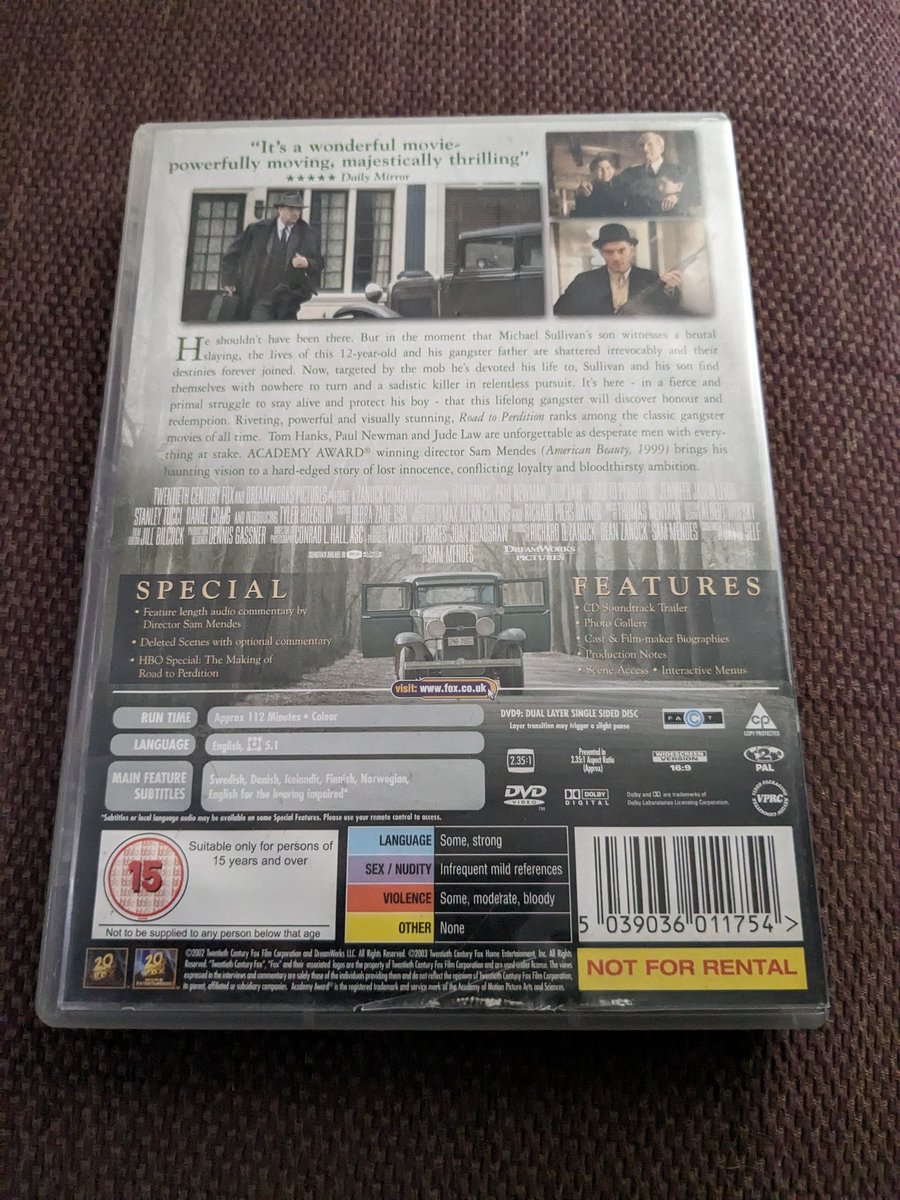 Films watched this year: 104 #yearofmovies #dvd #dvdcollection #roadtoperdition #tomhanks #tylerhoechlin #judelaw #paulnewman #jenniferjasonleigh #stanleytucci #danielcraig #ciaranhinds #dylanbaker #action #crime #drama #maxallancollins #richardpiersrayner #sammendes