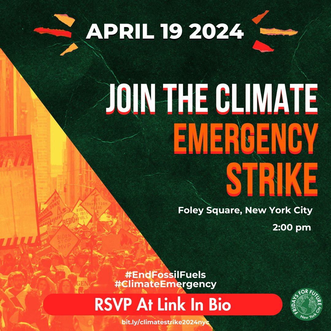 In just 6 days, we’ll be in NYC for the youth-led #ClimateEmergency Strike! With the last #EarthDay of @POTUS’ term upon us, we are leveraging our collective power to finally get him to declare a climate emergency before it’s too late. RSVP here: bit.ly/climatestrike2…