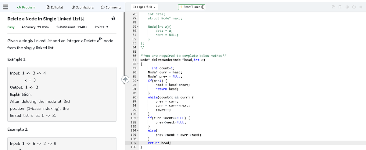 PrasherCodes's tweet photo. Day 92 #100DaysOfCode: Conquered the "Delete a Node in Single Linked List" challenge, deepening my understanding of data structures and algorithms! 💡📊 #Coding #datastructures https://t.co/VD6b9Jg1vg
