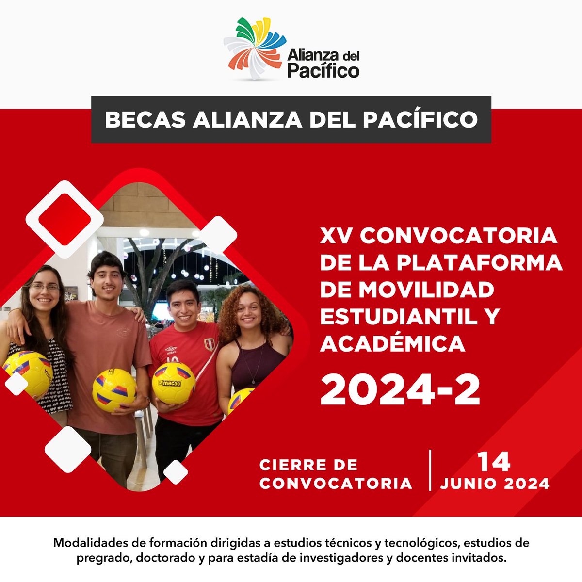 A_delPacifico's tweet photo. 👩🏾🎓👨🏻🎓 ¡Realiza intercambios estudiantiles o académicos en los países que conforman la #AlianzaDelPacífico! 🇨🇱🇨🇴🇲🇽🇵🇪
✅ Conoce los requisitos y postula a las #BecasAP
📍Convocatoria disponible en 👉 https://t.co/eO6YLCaDbp https://t.co/7nkgIDCVn3