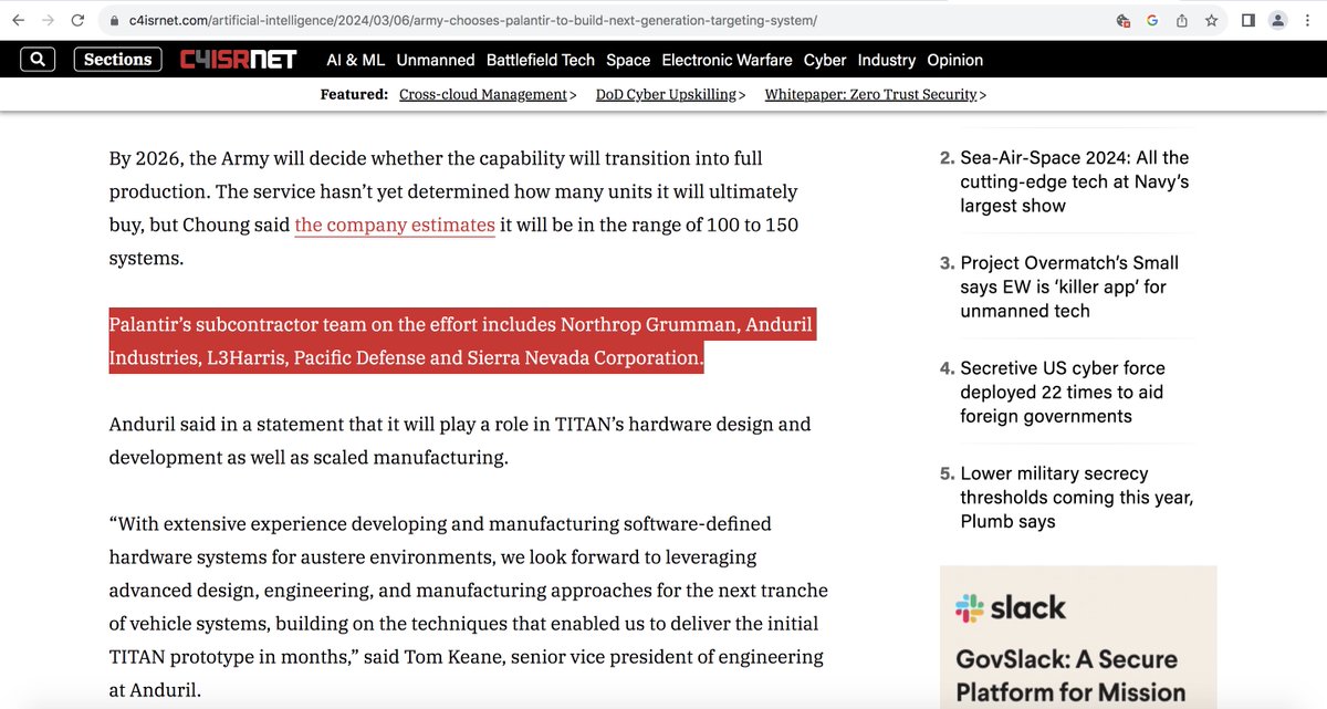 Army chooses Palantir to build next-generation targeting system

c4isrnet.com/artificial-int…