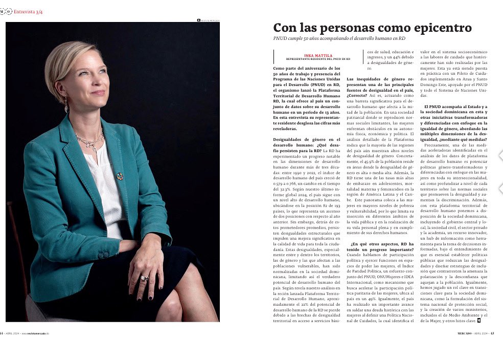 @InkaMattila @mercadorevista @PNUDRD @PNUDLAC Interview w/Rep @InkaMattila
on the progress & challenges regard #humandevelopment 🇩🇴 
🙏 @mercadorevista 
 #50yearsofpnudrd 
@MichMuschett @SilviaMorimoto @raquelarbaje @MilagrosGermanO 
@GeBragaOrillard @luisabinader @ONU_RD @ASteiner @UNDP @f_pickup @UlrikaModeer @HDRUNDP @UN