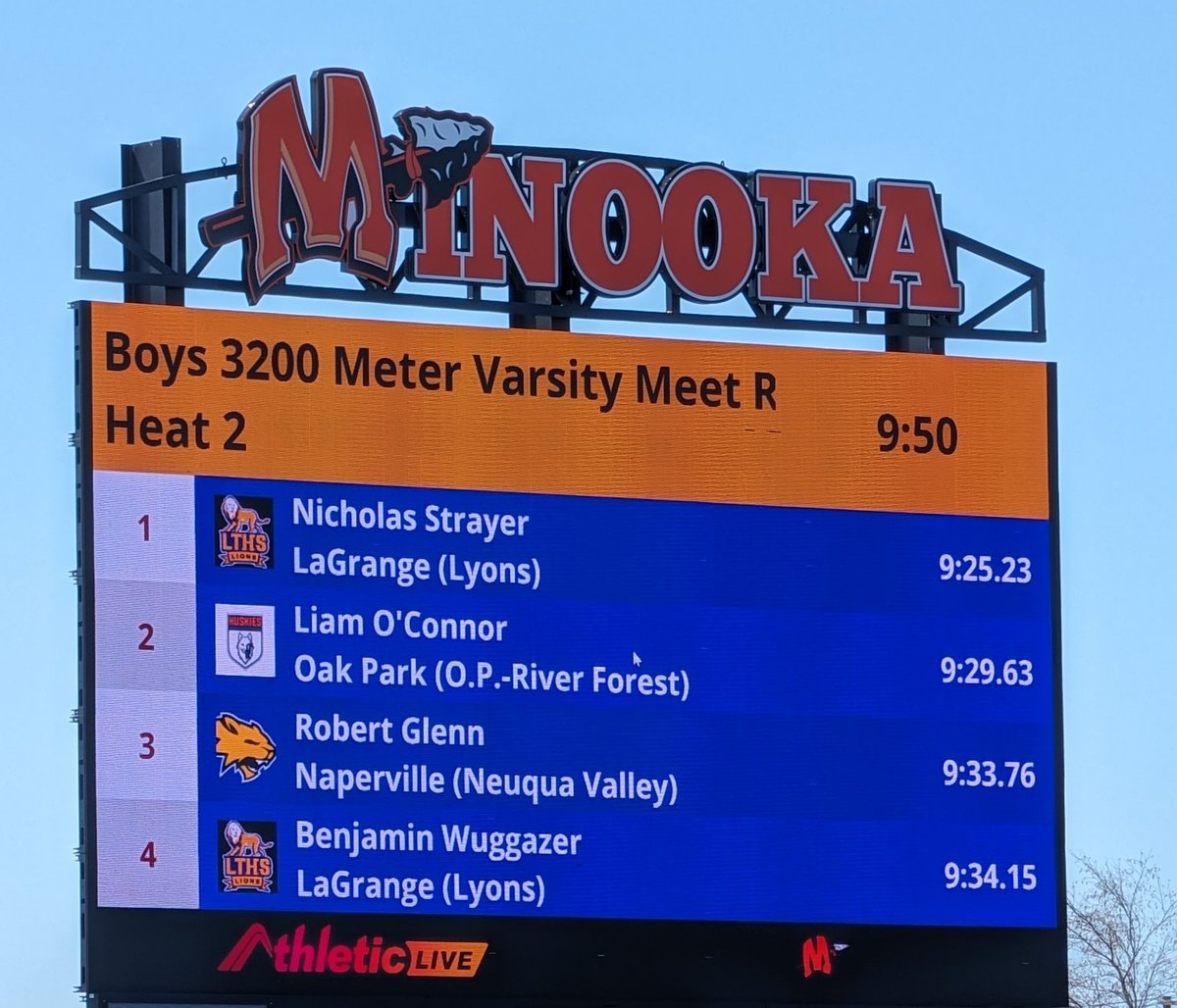 coachschoolman's tweet photo. If your a Boys Track And Field enthusiast and not at The Minooka SmithStrong you are missing out.
The new scoreboard with instant results is a great addition. Gives the meet a professional state level feel.
#smithstrong #runminooka #befast
@MCHS_AO
@MCHSDistrict111 https://t.co/kLMR0paUCe