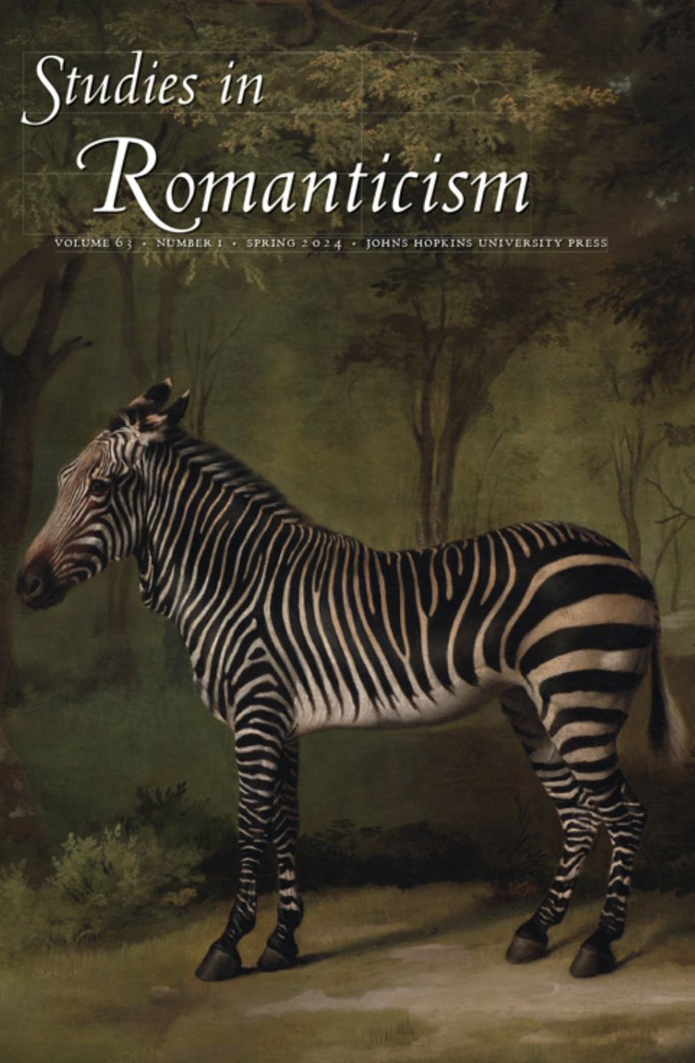 The Spring 2024 issue of Studies in Romanticism is now available on @ProjectMUSE! Access the full issue, which is open access for 30 days, here: muse.jhu.edu/issue/52358. Previews for the articles in this issue are in the thread below.