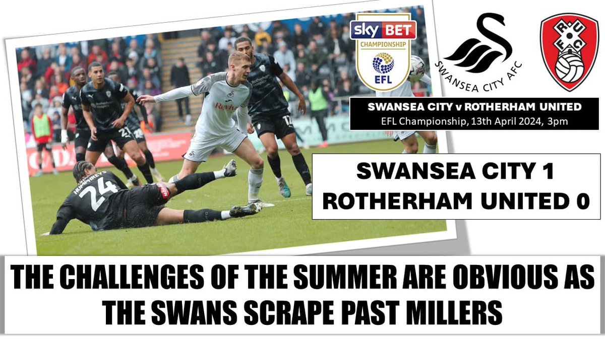 Match report on #Swans 1 #RUFC 0 Everything we know about the summer ahead was in there today but the fear is that Coleman/Watson will deliver more of the same next season Three points but it wasn't pretty Report at link jackarmy.net/2024/04/13/swa…