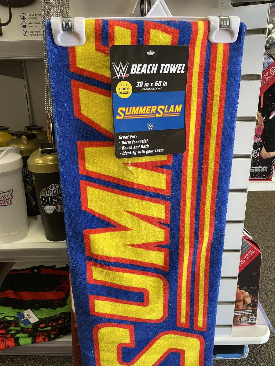Open today 10-5pm Get ready for Summer! New SummerSlam beach towels. Come in today! 🌵 #wgsphx #wrestlingstore