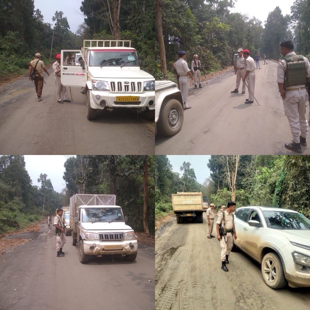 Naka checking continuing in the inter-state border near Hukanjuri and Deomali under the supervision of DSP (Border). #PeacefulGPE24 @CMOfficeAssam @assampolice @DGPAssamPolice @gpsinghips @HardiSpeaks