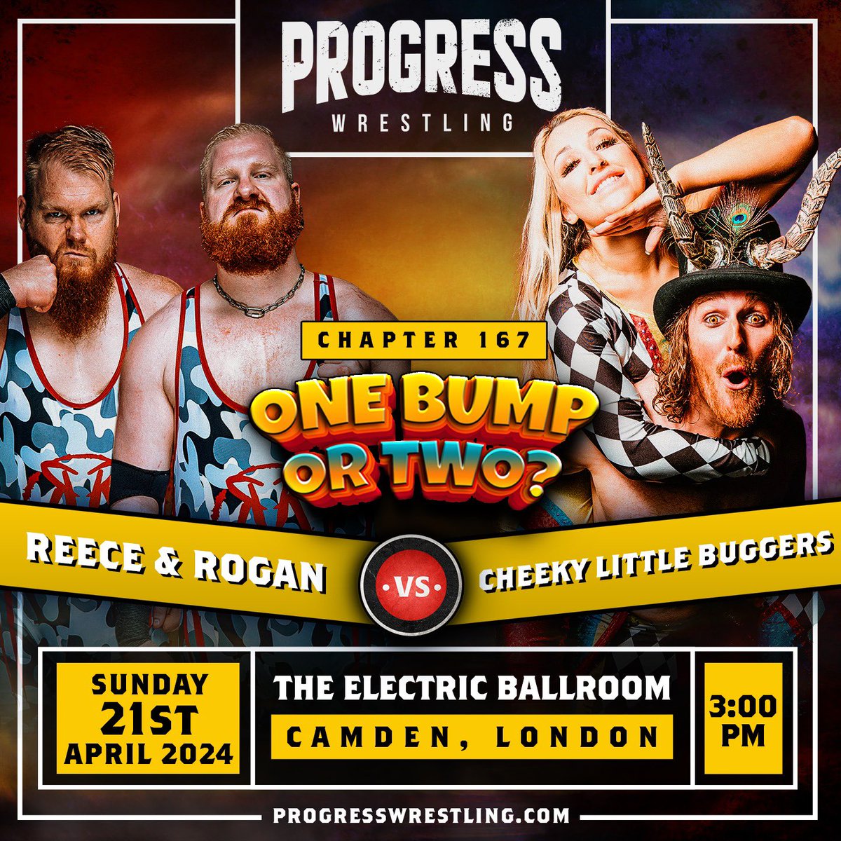 🚨 ANNOUNCEMENT The Cheeky Little Buggers face the debuting team of Reece & Rogan at ONE BUMP OR TWO. 📅 SUN 21 APRIL | 3PM | Electric Ballroom, London 🎟️ bit.ly/167OBOT