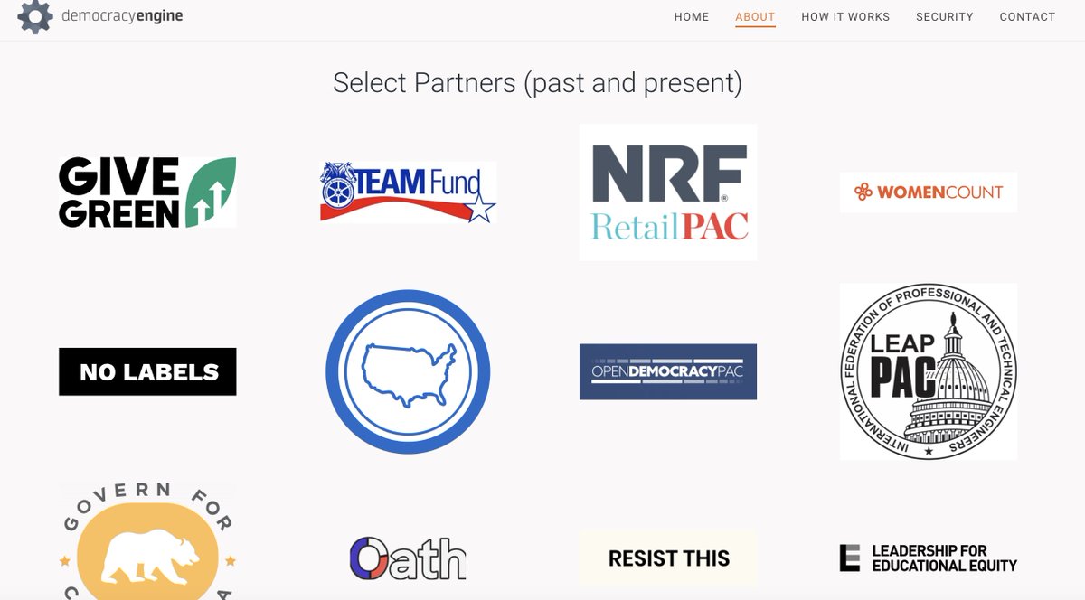 This is interesting:

#NoLabels has consistently used far right platform #Anedot for their public fundraising endeavors. (Anedot $ also goes to assist TPUSA, Project Veritas, etc) 

For this new #ProblemSolvers Allies fund, NL switched to nonpartisan #DemocracyEngine 🤔🤔🤔