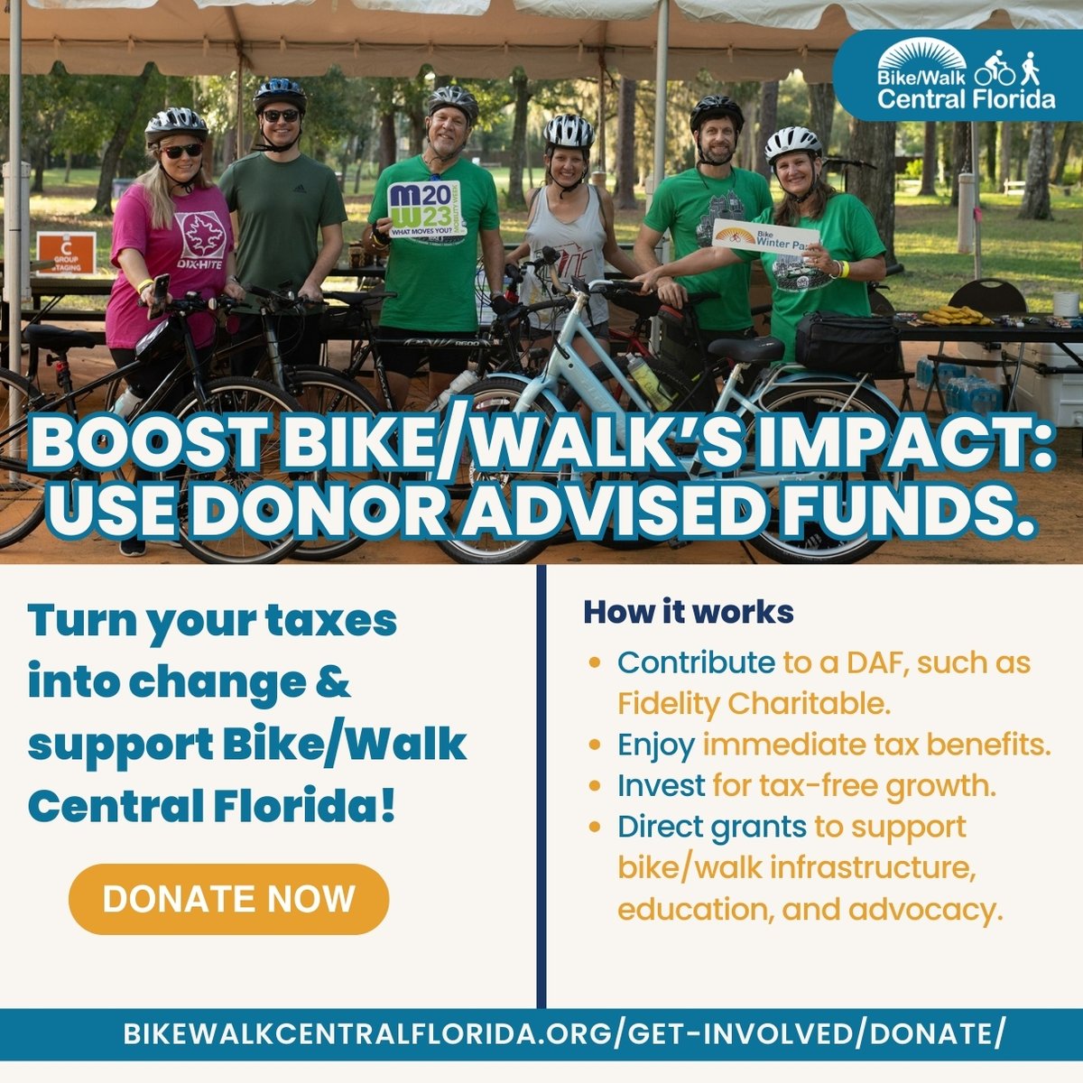 bikewalkcfl's tweet photo. Contributing DAFs to your favorite local initiatives such as Bike/Walk allows you to pedal towards safer streets, tax benefits, and impactful change! 🚲 Visit https://t.co/kQpSKO4fTd for more information. https://t.co/jqApn9t9ul