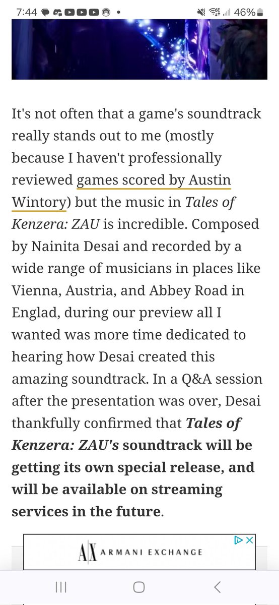 Thrilled for my friend (& Eros!) @Abzybabzy on the impending release of ZAU. I am loving the game. Likewise its score by my friend @nainitadesai! So much detail and delicious musicality. Humbling / amusing way for @screenrant to shout her out for the great work. I'm touched ♡