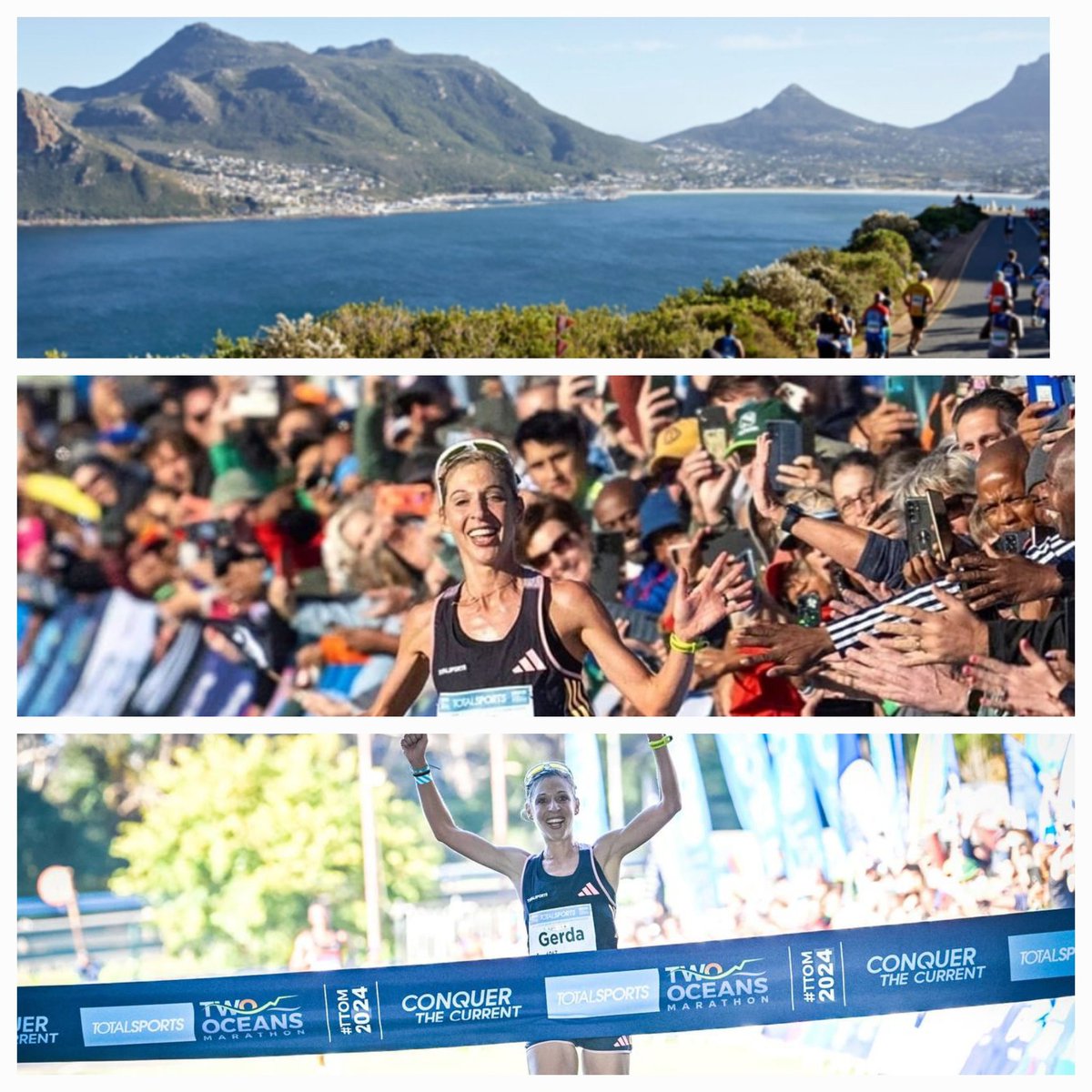 Wow! @gerdarun secured a record breaking win at the #TwoOceansMarathon #2OceansMarathon in Cape Town. Gerda Steyn, winning for a FIFTH consecutive time, also smashed her own record for an unbelievable 3rd time, by more than 2 MINUTES! WELL DONE! UItra Marathon, 56km, 13 April.