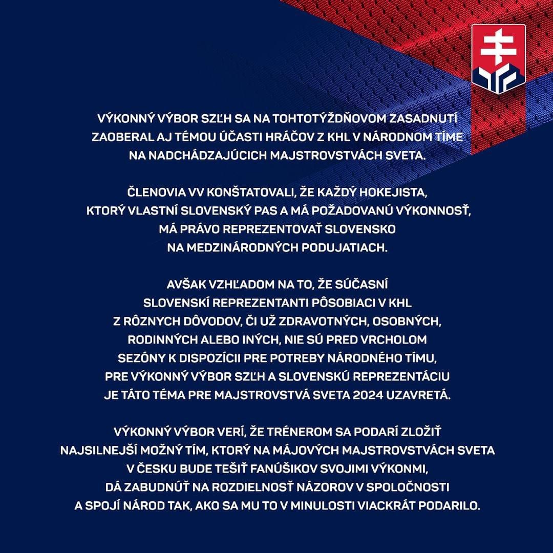 Slovenští hokejisté z ruské KHL se MS v Česku nezúčastní! Je to důležité symbolické gesto. I proto jsem psala i předsedovi Slovenského svazu ledního hokeje, aby promyslel, zda je vhodné pouštět na mistrovství hráče z jediné ligy světa, která podporuje válku, zabíjení, unášení…