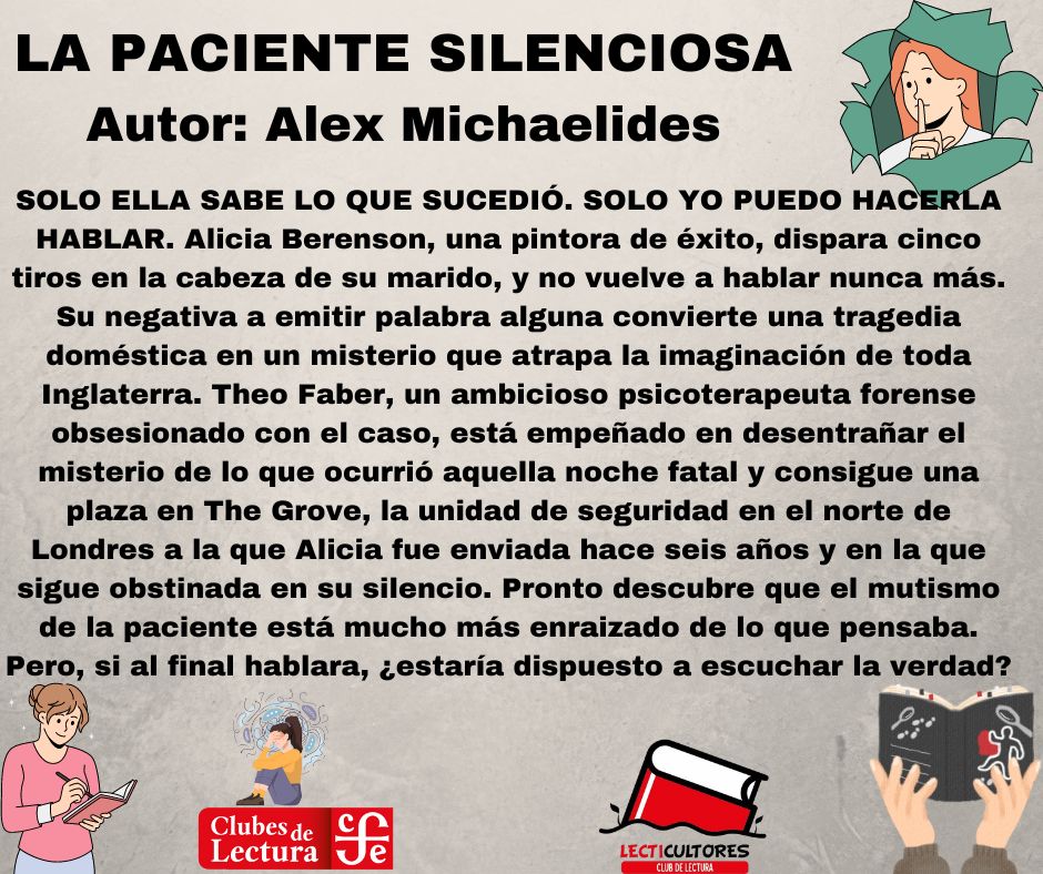 Iniciamos nuevo libro: LA PACIENTE SILENCIOSA de Alex Michaelides. 

#LaPacientrSilenciosa #AlexMichaelides
#LecturaDeLaSemana
#LibroRecomendado
#LeerTransforma
#ComunidadesLectoras
#ClubesDeLecturaFCE 
#LecticultoresClub 
#SoyLecticultora #Leer #Books
#Literatura
