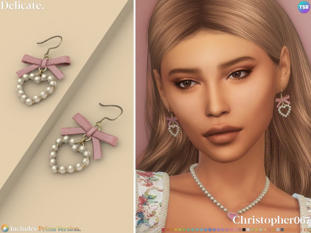 Delicate jewelry set is out now @TheSimsResource 💝
 
Grab these cutesy widdle ribbon items here: bit.ly/delicateecklac… bit.ly/delicateearrin… 

I'm sooooo stoked to release this set !! I'm so happy with how it turned out !! 🩷 

#sims #sims4 #sims4cc #s4cc #ts4cc #thesims4